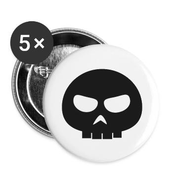 Crâne os pirate - Lot de 5 petits badges (25 mm) - blanc - Devant