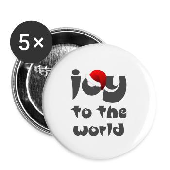 Christliche Weihnachtsgestaltung Freude für die Welt - Buttons klein 25 mm (5er Pack) - Weiß - Vorne