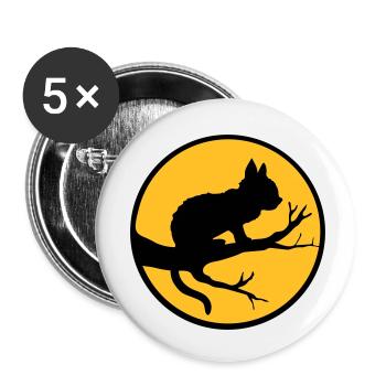 Arbre de lune de chat noir - Lot de 5 petits badges (25 mm) - blanc - Devant