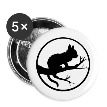 Arbre de Lune Chat Noir - Lot de 5 petits badges (25 mm) - blanc - Devant
