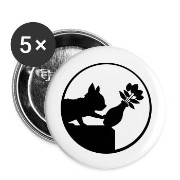Fällt runter Blumenvase Katze - Buttons klein 25 mm (5er Pack) - Weiß - Vorne