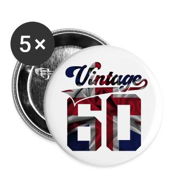 66. GEBURTSTAG UK VINTAGE 1960 - Buttons klein 25 mm (5er Pack) - Weiß - Vorne