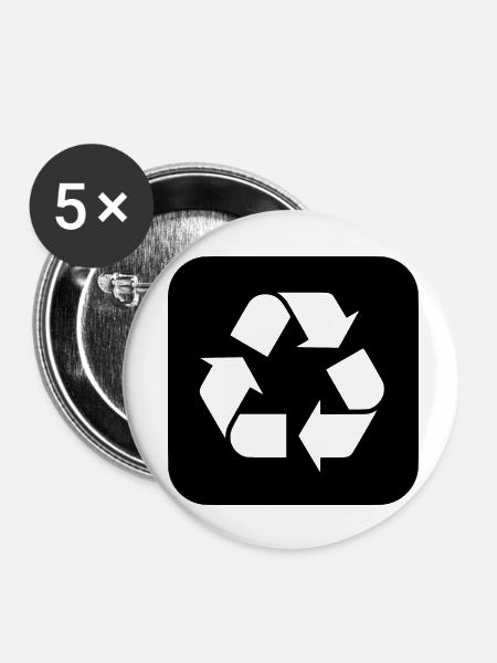 recycle [black] - Buttons klein 25 mm (5er Pack) - Weiß