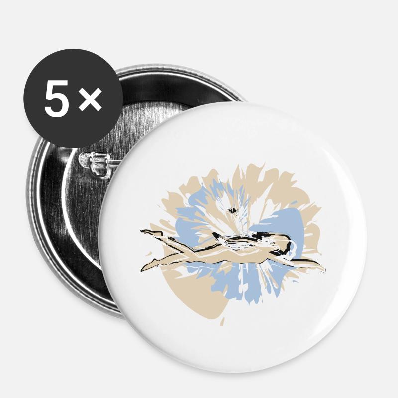 Valentinstag Schwimmerin - Buttons klein 25 mm (5er Pack) - Weiß