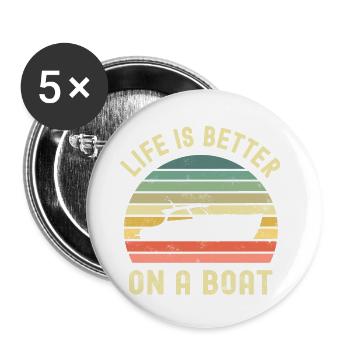 Propriétaire de bateau Boat Boater - Lot de 5 petits badges (25 mm) - blanc - Devant