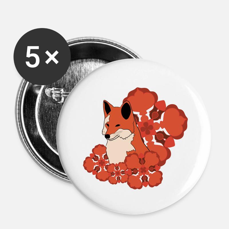 Fuchs - Buttons klein 25 mm (5er Pack) - Weiß