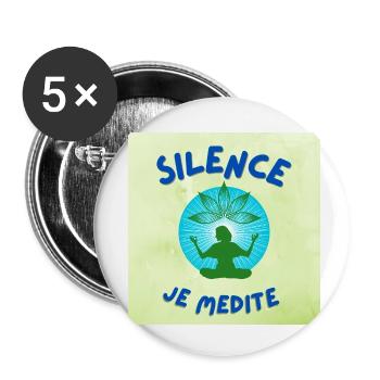 Stille Ich meditiere - Buttons klein 25 mm (5er Pack) - Weiß - Vorne
