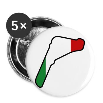 Piste de course d’Italie avec drapeau - Lot de 5 petits badges (25 mm) - blanc - Devant