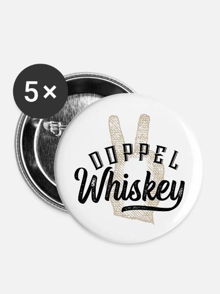Doppel Whiskey - Buttons klein 25 mm (5er Pack) - Weiß