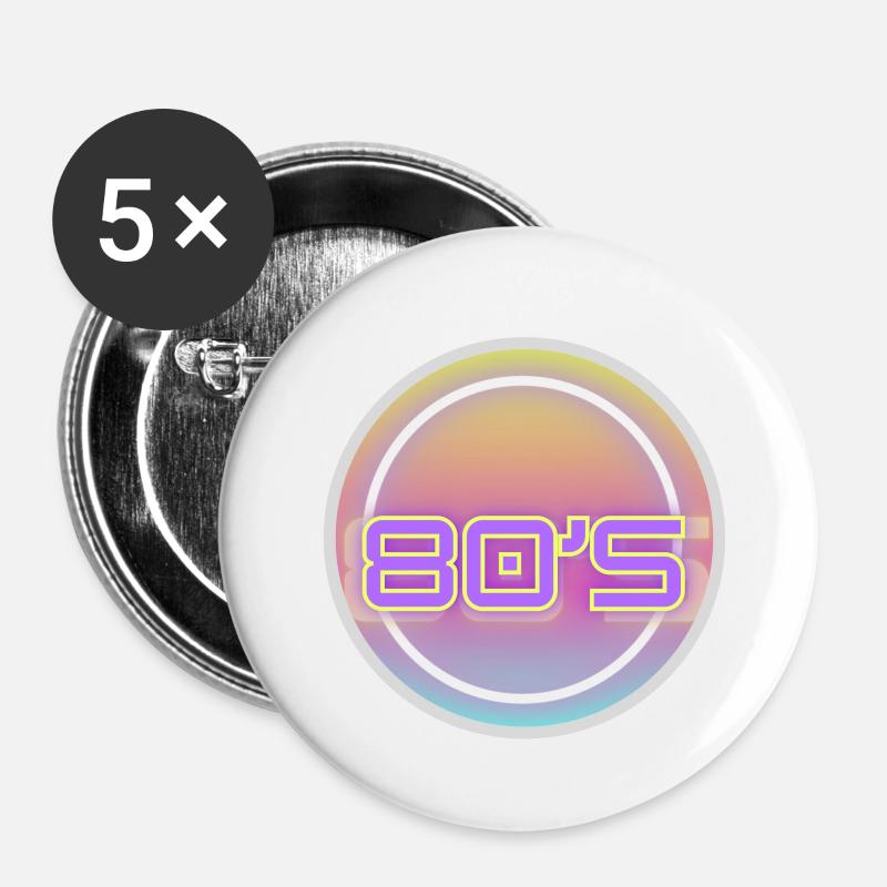80s - Buttons klein 25 mm (5er Pack) - Weiß