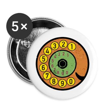 bunte Wählscheibe Vintage Retro Telefon Nostalgie - Buttons klein 25 mm (5er Pack) - Weiß - Vorne