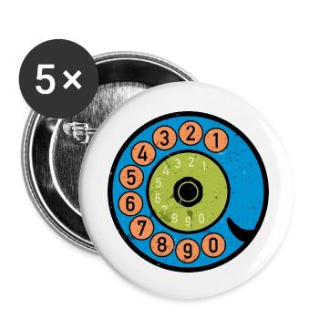 Cadran coloré Vintage Retro Phone Nostalgia - Lot de 5 petits badges (25 mm) - blanc - Devant