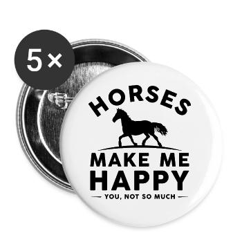 Les chevaux me rendent heureux, pas tellement - Lot de 5 petits badges (25 mm) - blanc - Devant