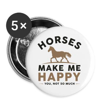 Les chevaux me rendent heureux, pas tellement - Lot de 5 petits badges (25 mm) - blanc - Devant