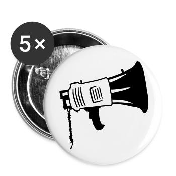 Megaphone Propaganda Symbol Speaker - Buttons small 1''/25 mm (5-pack) - white - Front