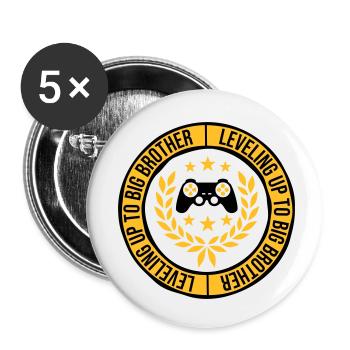 Monter de niveau grand frère - Lot de 5 petits badges (25 mm) - blanc - Devant