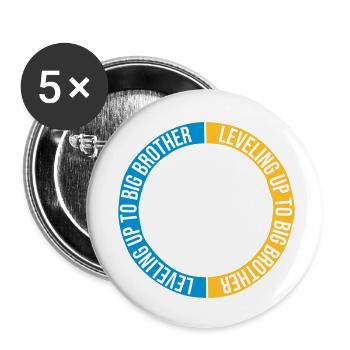Monter de niveau grand frère - Lot de 5 petits badges (25 mm) - blanc - Devant