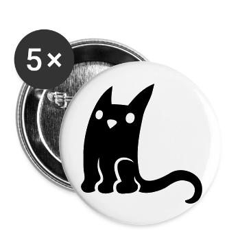 Black little cute cat - Buttons small 1''/25 mm (5-pack) - white - Front