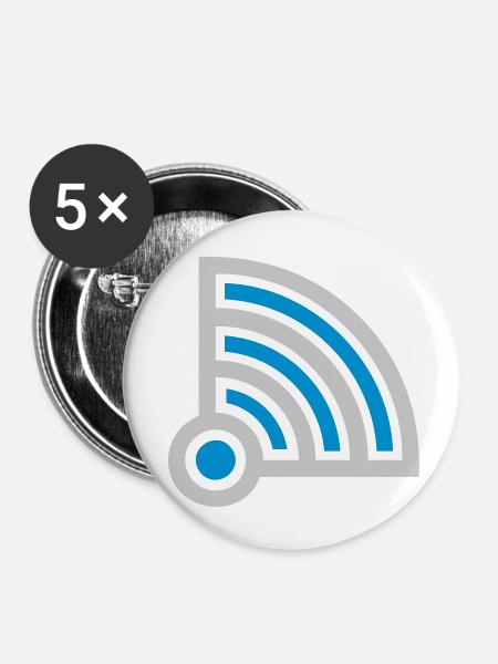 Gute Verbindung Symbol Wifi - Buttons klein 25 mm (5er Pack) - Weiß