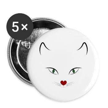 Cat - Buttons small 1''/25 mm (5-pack) - white - Front
