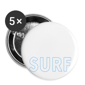 Ride The Waves Classic Surfing T-Shit Present Gift - Buttons klein 25 mm (5er Pack) - Weiß - Vorne