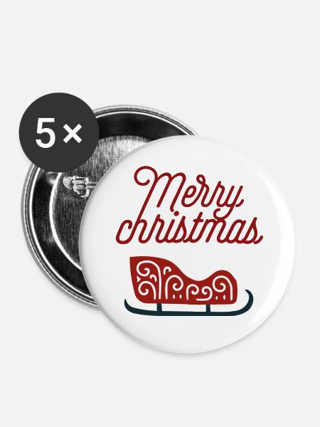 Merry christmas - Buttons klein 25 mm (5er Pack) - Weiß