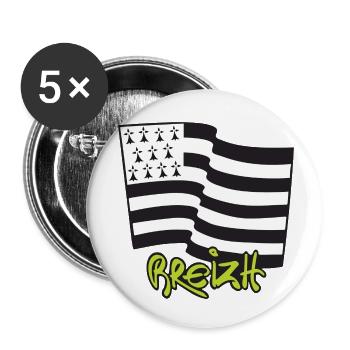 logo Vert - Lot de 5 petits badges (25 mm) - blanc - Devant