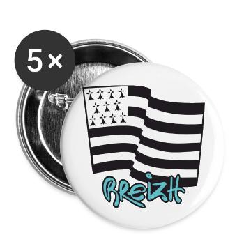 logo Turquoise - Lot de 5 petits badges (25 mm) - blanc - Devant