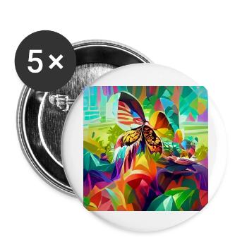 Colorful vibrant psychedelic butterfly retro style - Buttons small 1''/25 mm (5-pack) - white - Front