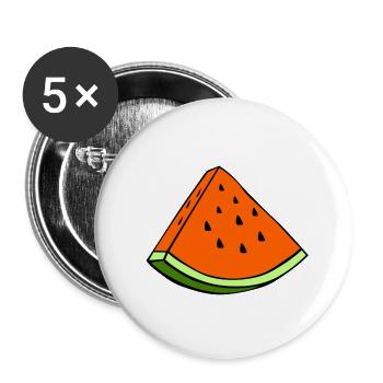 pastèque orange été couleurs vacances fruits - Lot de 5 petits badges (25 mm) - blanc - Devant