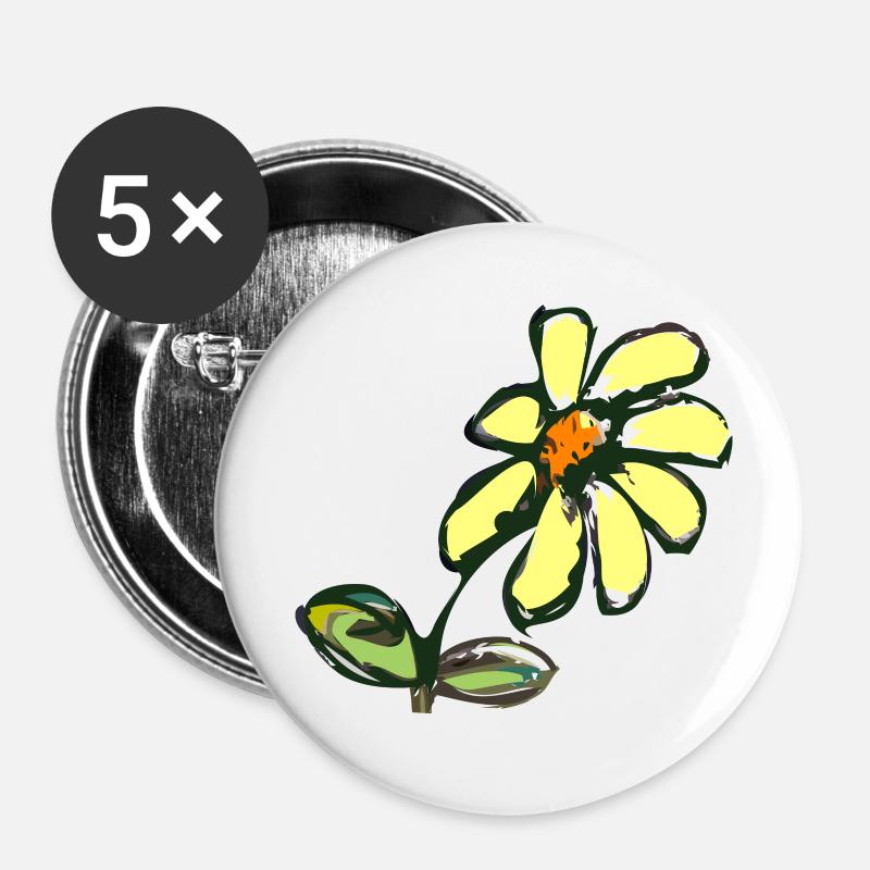Vintage Blume - Buttons klein 25 mm (5er Pack) - Weiß