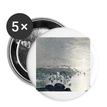 Ducks, Mallards and Swans on the lake at sunset - Buttons small 1''/25 mm (5-pack) - white - Front