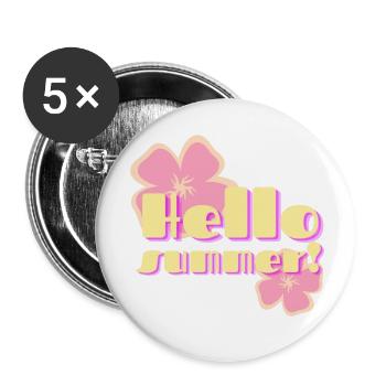 Hallo Sommer-Retro-Pastellblumen - Buttons klein 25 mm (5er Pack) - Weiß - Vorne