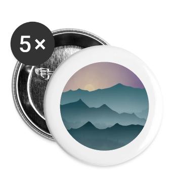 Montagnes boisées - Lot de 5 petits badges (25 mm) - blanc - Devant