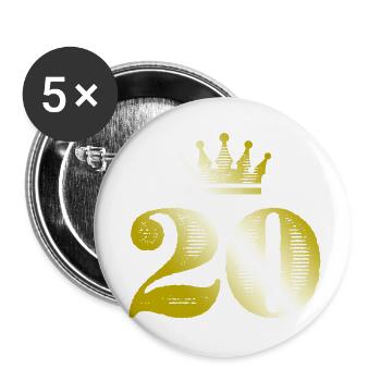 20 chiffres Couronne Or - Lot de 5 petits badges (25 mm) - blanc - Devant