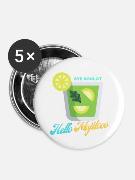 Hallo mojito - Buttons klein 25 mm (5er Pack) - Weiß