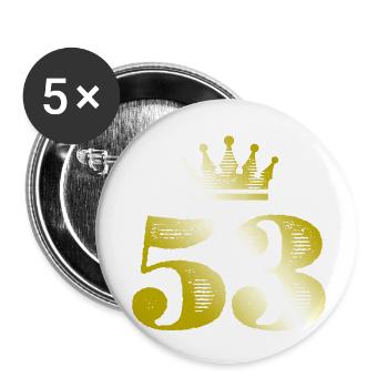 53 Chiffre Couronne Or - Lot de 5 petits badges (25 mm) - blanc - Devant