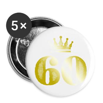 60 numéros Couronne Or - Lot de 5 petits badges (25 mm) - blanc - Devant