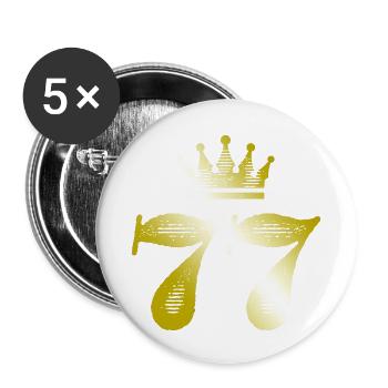 77 Numéro Couronne Or - Lot de 5 petits badges (25 mm) - blanc - Devant