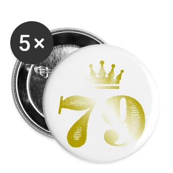79 Numéro Couronne Or - Lot de 5 petits badges (25 mm) - blanc - Devant