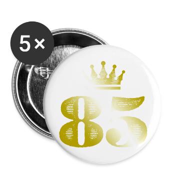 85 Numéro Couronne Or - Lot de 5 petits badges (25 mm) - blanc - Devant