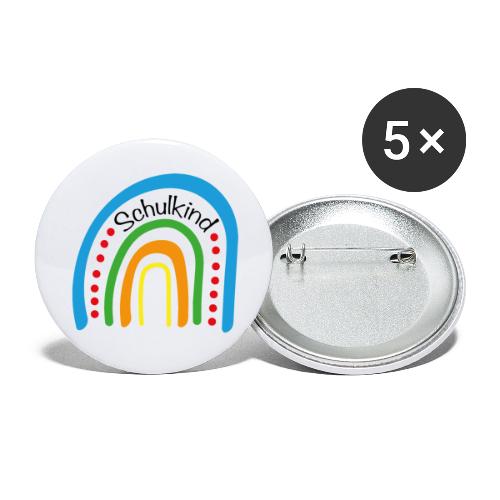 Schulkind Regenbogen blau - Buttons klein 25 mm (5er Pack)