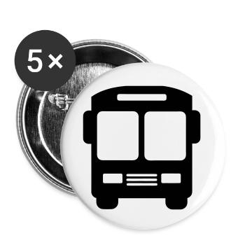 Bus-Logo - Buttons klein 25 mm (5er Pack) - Weiß - Vorne