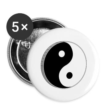 Yin Yang Schwarz-Weiß-Symbol - Buttons klein 25 mm (5er Pack) - Weiß - Vorne