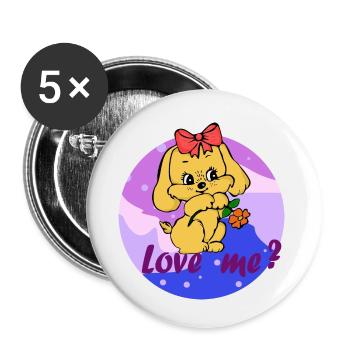 Cute puppy - Love me - Love me! - Buttons small 1''/25 mm (5-pack) - white - Front