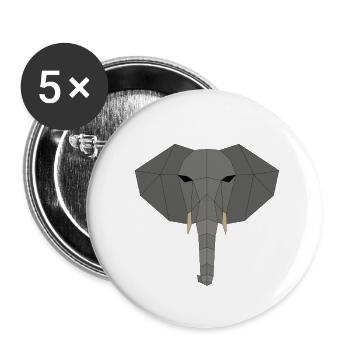 Eléphant géométrique - Lot de 5 petits badges (25 mm) - blanc - Devant