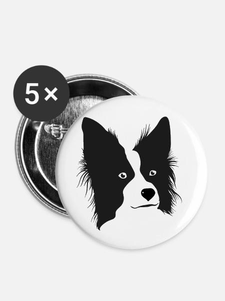Boarder Collie - Buttons klein 25 mm (5er Pack) - Weiß