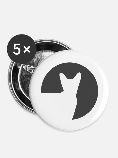Katze im Kreis - Buttons klein 25 mm (5er Pack) - Weiß