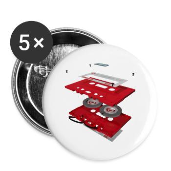 Music Tape Cassette - Buttons small 1''/25 mm (5-pack) - white - Front
