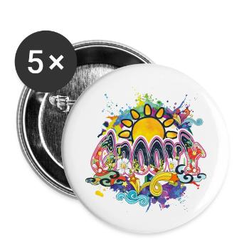 Groovy Hippie Peace Sun - Buttons small 1''/25 mm (5-pack) - white - Front